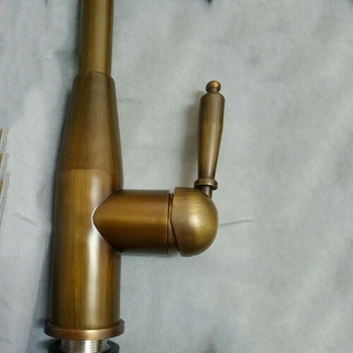 Antique Brass Kitchen Sink Faucet Swivel & Pull Down Spout - 1 Handle 9