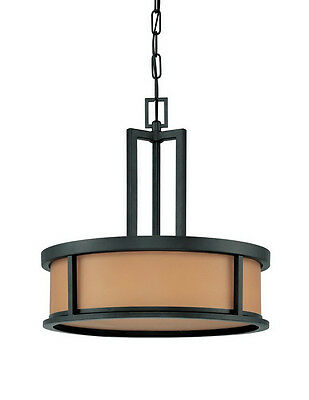 Aged Bronze Energy Star LED Chandelier/Pendant With Parchment Glass