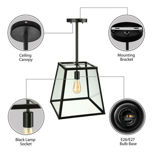 Vinatge Metal Glass Cage Lantern Pendant Light Fixture 5