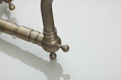 Antique Brass Swivel 2 Lever + Deck Plate Bathroom Faucet 7