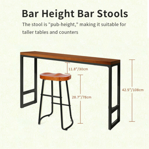 Industrial Bar Stools Kitchen Island Chair - Wood 11