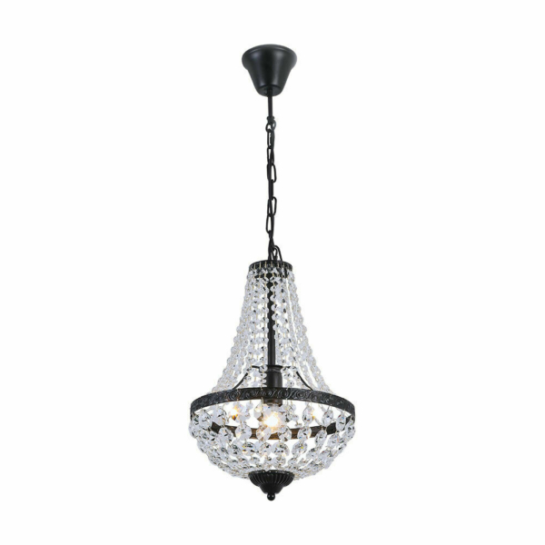 18"Modern Black Crystal Pendant Light Chandelier Lamp E26 French Empire Decor 4