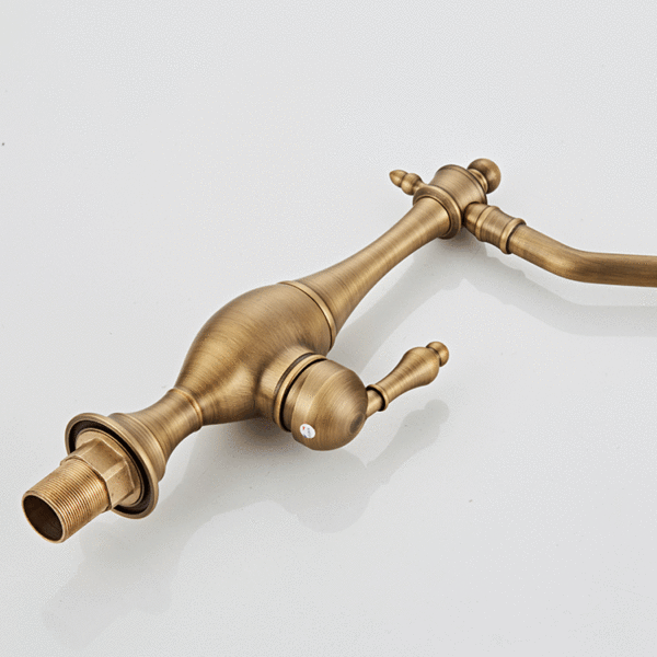 Deck Mount Antique Brass Single Handle Bath Kitchen Sink Faucet 4