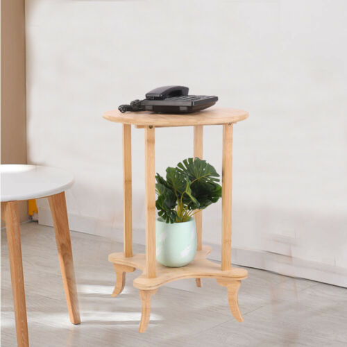 2 Tiered Wooden End Table Round 7