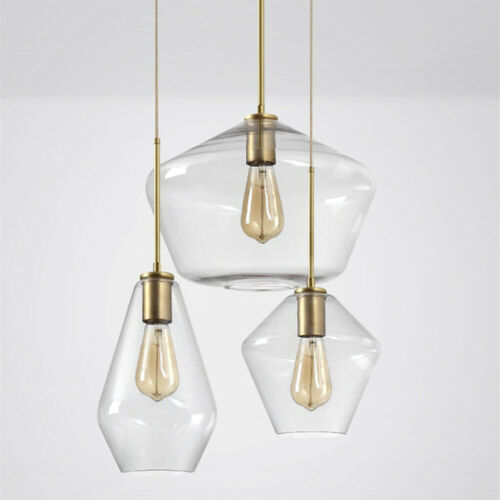 Adjustable Glass Ceiling Lamp Shade Industrial Bar Hanging Pendant Light Fixture 3