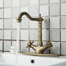 Antique Brass Swivel 2 Lever + Deck Plate Bathroom Faucet 1