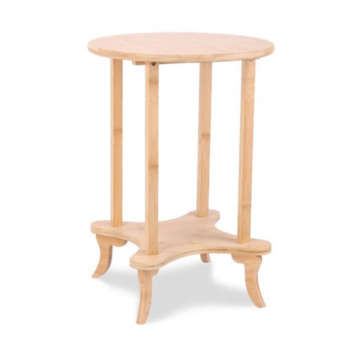 2 Tiered Wooden End Table Round 6