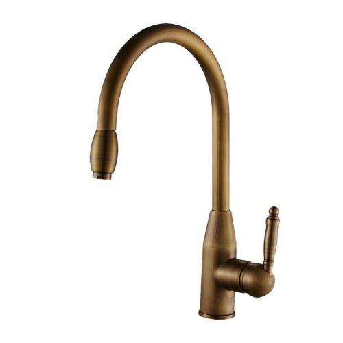 Antique Brass Kitchen Sink Faucet Swivel & Pull Down Spout - 1 Handle 7