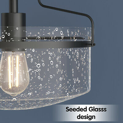 Industrial Seeded Glass Flush Mount Ceiling Light Fixture 3
