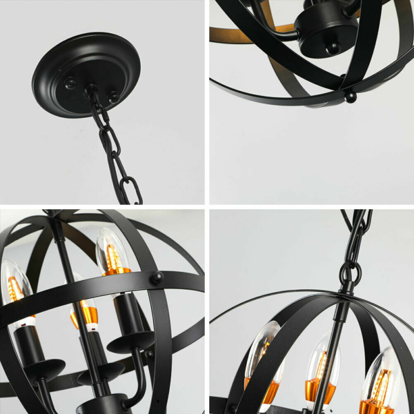 Industrial Pendant Light Globe Hanging Lamp Vintage Chandelier for Dining Table 7