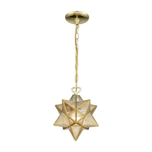 Elk Lighting Moravian Star 1-Light Mini Pendant, Brass/Gold Mercury