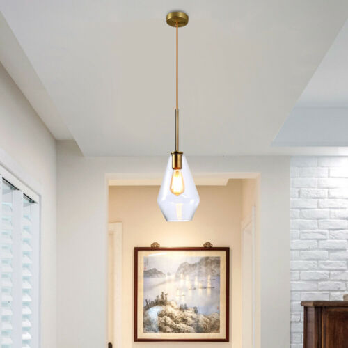 Adjustable Glass Ceiling Lamp Shade Industrial Bar Hanging Pendant Light Fixture 7