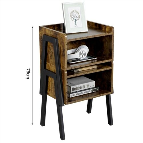 Set of 2 Bed Side Tables End Tables w/Storage Industrial Nightstand Wood Cabinet 6