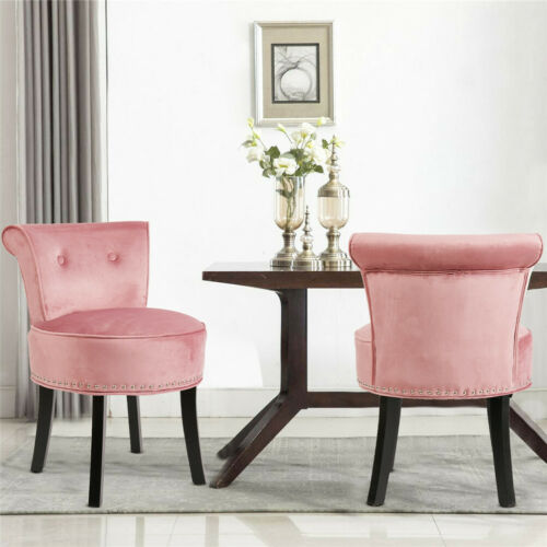 Velvet Upholstered Accent Armless Chair Makeup Vanity Stool Bedroom Furniture 6