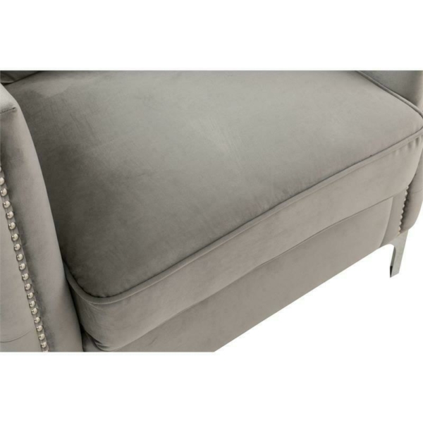 Bayberry Gray Velvet Fabric Accent Arm Chair with Pillow 8
