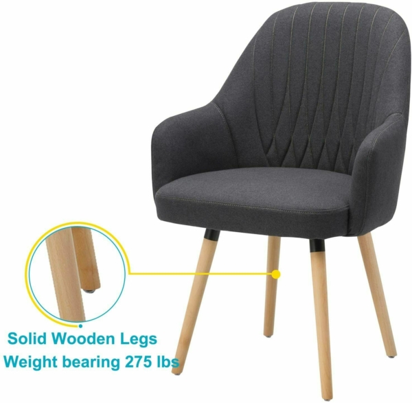 NOVIGO Black Modern Accent Chair with Solid Wooden legs 3