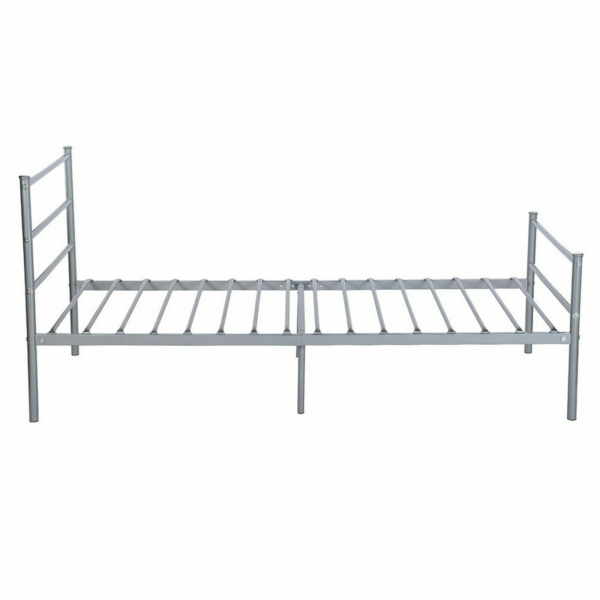 Metal Bed Frame Heavy Duty Steel Bedroom Foundation Headboard Twin Size Silver 5