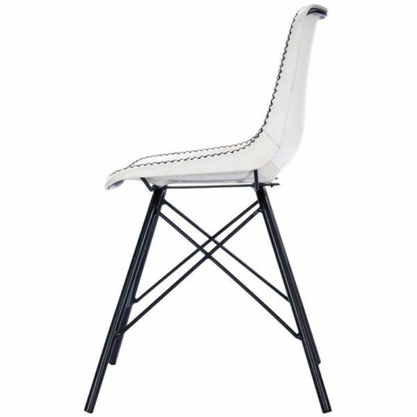 Beaumont Lane Metropolitan Living Leather Side Chair in White and Black 7