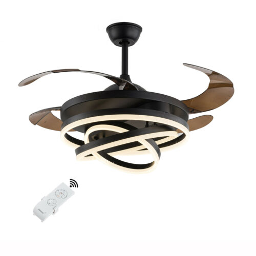 42" LED Ceiling Fan Light Lamp Chandelier 4 Retractable Blades w/ Remote Control 2