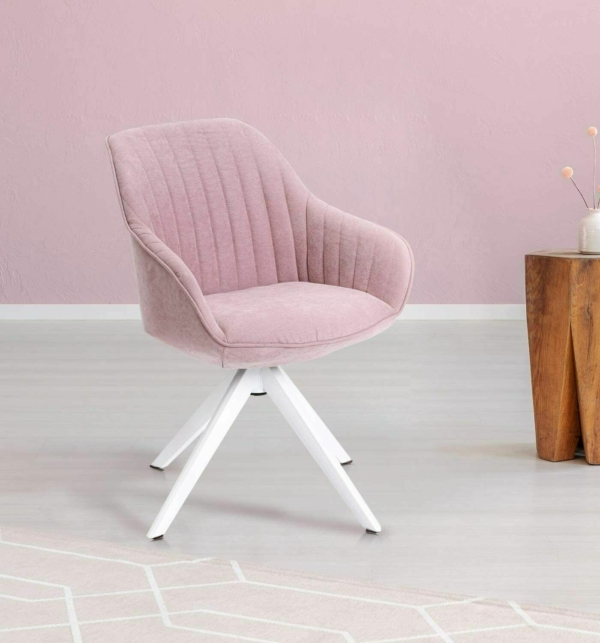 Modern Pink & White Velvet Accent Chair