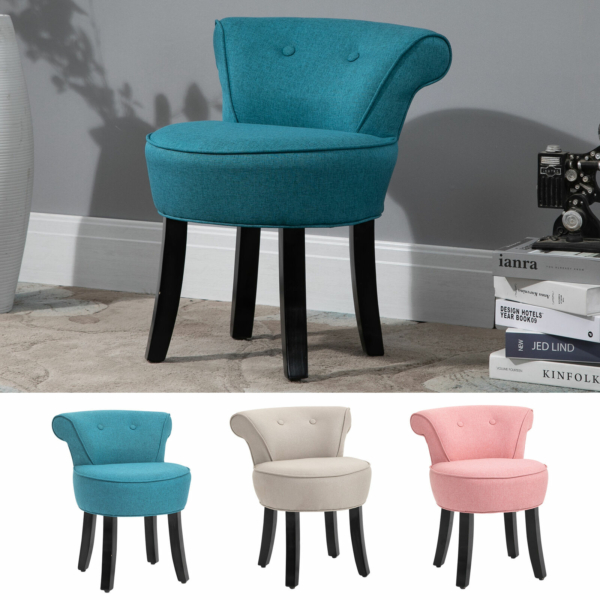 Small Accent Vanity Chair with Low-Back Cushion and Anti-Skid Feet