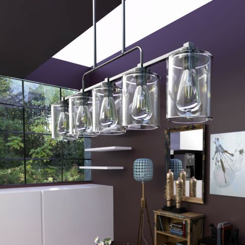 5 Bulb Clear Glass Kitchen Island Pendant Light
