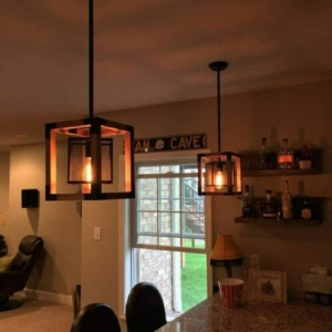 Vintage Farmhouse Kitchen Light Pendant Chandelier Ceiling Fixture Wood Metal
