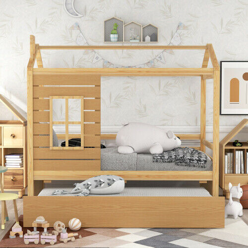 Fun House Bed with Storage Drawers or Trundle Twin Size Wood Platform Bed Frame 10