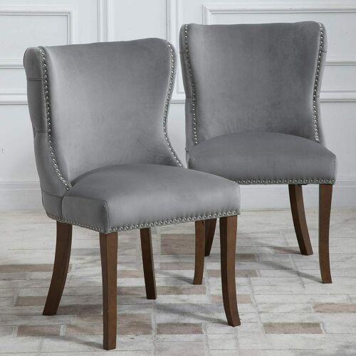 Wilkenson Upholstered Padded Tufted Chair Wing-back Slide Dining Table Chairs 4