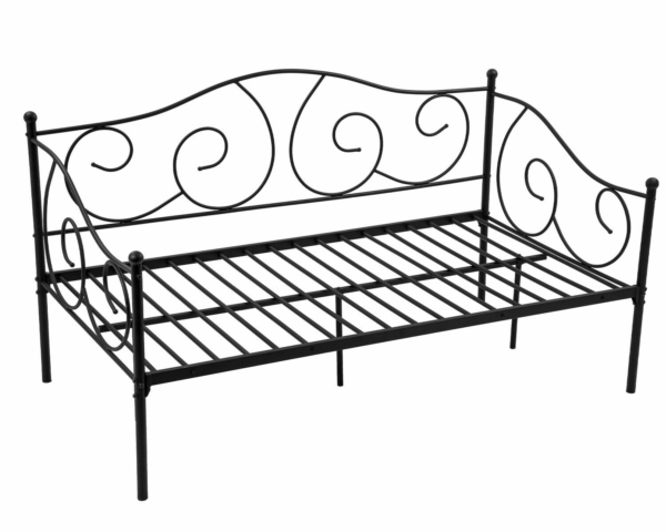 Metal Daybed Twin Bed Frame w/Headboard, Stable Steel Slats Support, Box Spring 1
