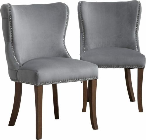 Wilkenson Upholstered Padded Tufted Chair Wing-back Slide Dining Table Chairs 5