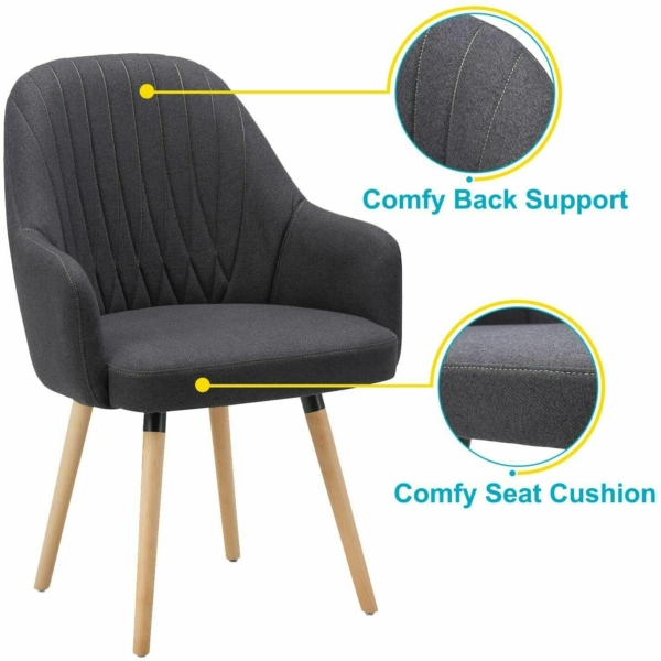NOVIGO Black Modern Accent Chair with Solid Wooden legs 2