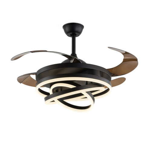 42" LED Ceiling Fan Light Lamp Chandelier 4 Retractable Blades w/ Remote Control 7