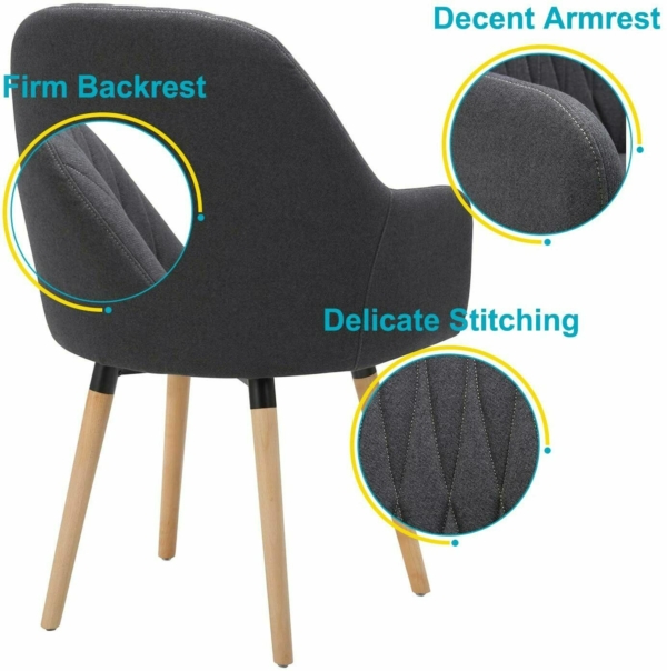 NOVIGO Black Modern Accent Chair with Solid Wooden legs 4