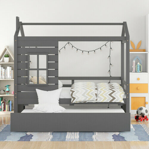 Fun House Bed with Storage Drawers or Trundle Twin Size Wood Platform Bed Frame 8