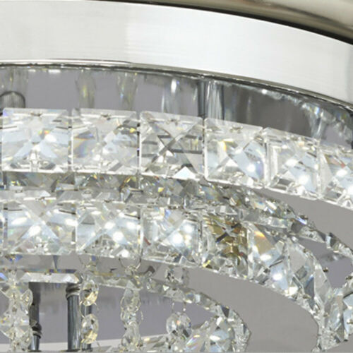 Contemporary 36" Crystal Ceiling Fan Light LED Remote Retractable Blade Chrome 9