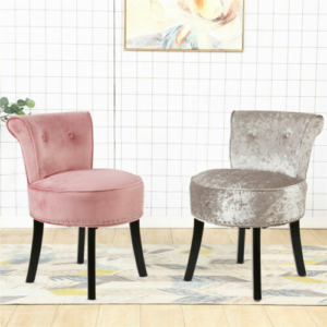 Velvet Upholstered Accent Armless Chair Makeup Vanity Stool Bedroom Furniture