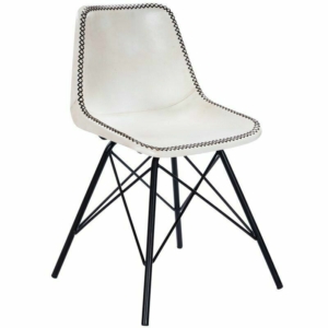 Beaumont Lane Metropolitan Living Leather Side Chair in White and Black