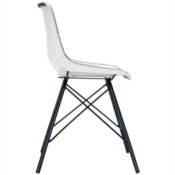 Beaumont Lane Metropolitan Living Leather Side Chair in White and Black 4