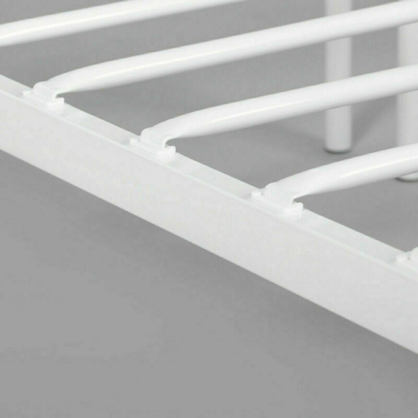 Queen Size Metal Bed Frame Mattress Foundation Modern Headboard Footboard White 9