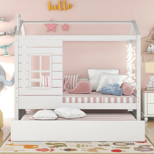 Fun House Bed with Storage Drawers or Trundle Twin Size Wood Platform Bed Frame 5