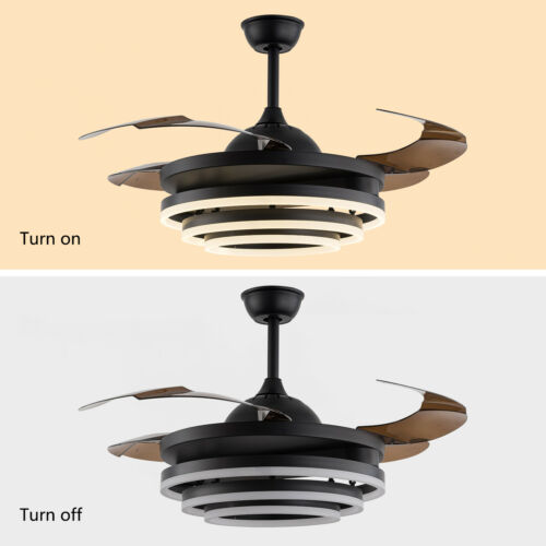 42" LED Ceiling Fan Light Lamp Chandelier 4 Retractable Blades w/ Remote Control 4