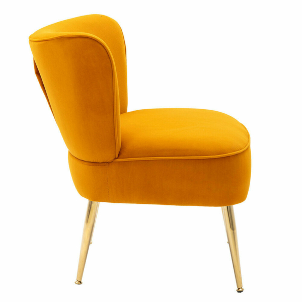 Upholstered Side Chair Accent Sofa Velvet Fabric Seat Bedroom Living Room Yellow 6