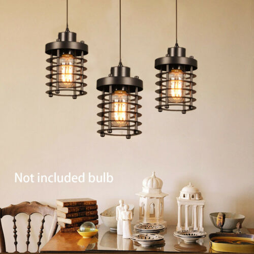 Rustic Vintage Industrial Iron Cage Pendant Light Hanging Ceiling Lamp Fixtures 6