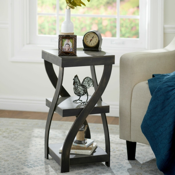 Twisted Side Table - Modern Accent Table with Distressed Finish 3