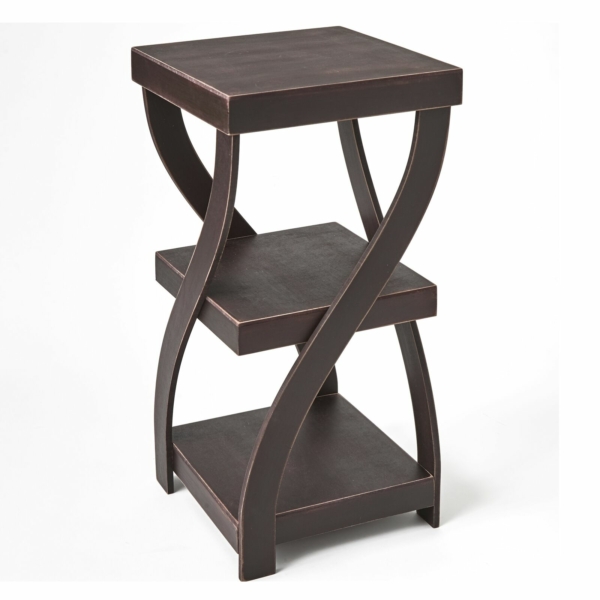 Twisted Side Table - Modern Accent Table with Distressed Finish 1