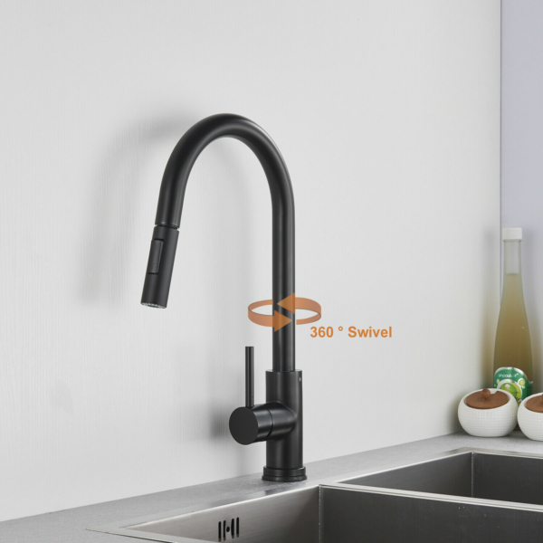 Automatic Touch Sensor Swivel Kitchen Faucet with Pull down Sprayer Matte Black 6