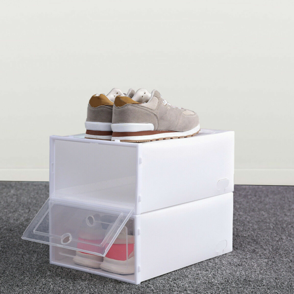 6 Piece Shoe Storage Box Clear Case Transparent Stackable Container Organizer 2