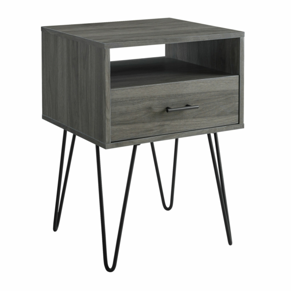 Delacora 18"W Modern Single Drawer Side Table - Grey 7