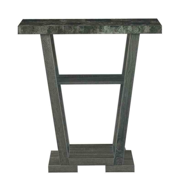 Convenience Concepts Newport V Console Table in Gray Wood with Faux Marble Top 4
